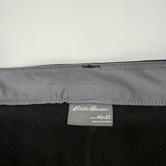 EDDIE BAUER Mens Blue Fleece Lined Flat Front Tech Pants Size 40 Warm Outdoor - Picture 2 of 7